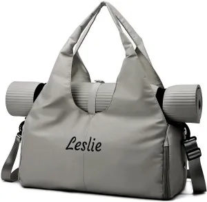 Customizable Yoga Gym Bag for Women with Shoes Compartment, Wet/Dry Pockets, Adjustable Yoga Mat Holder - Lightweight Water-Resistant Tote