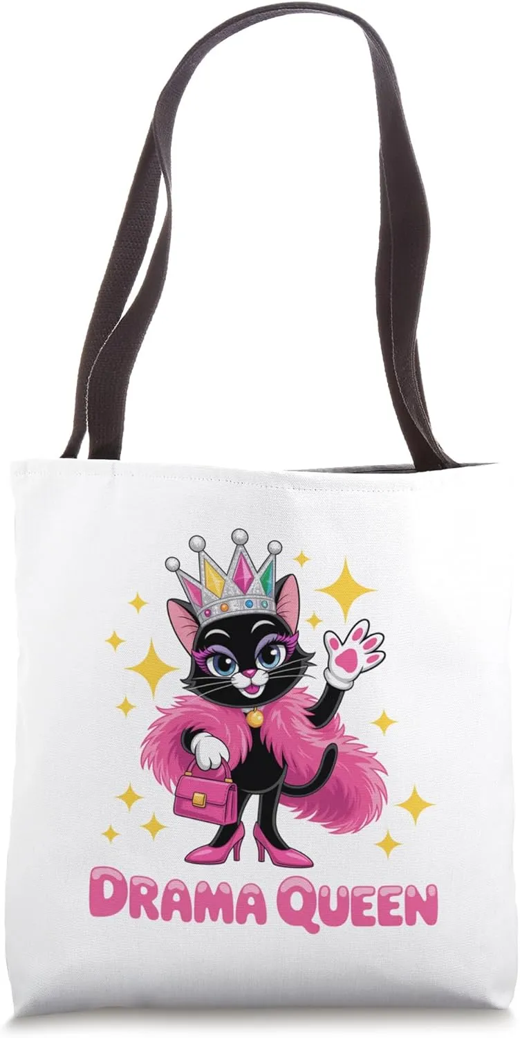 Cute Black Cat Princess Drama Queen Funny Sarcastic Attitude Tote Bag