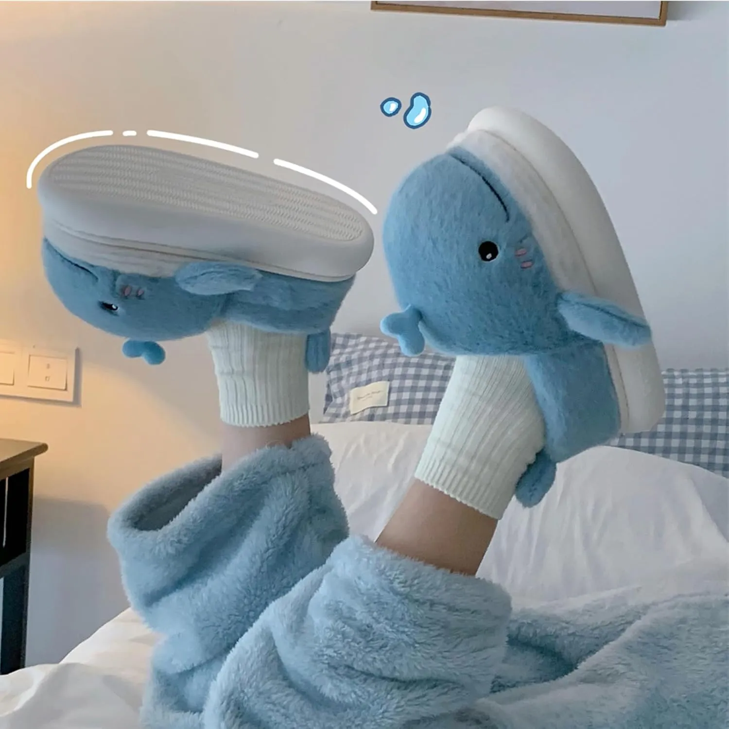 Cute Women's Kawaii Whale House Cartoon Animal Indoor Slippers