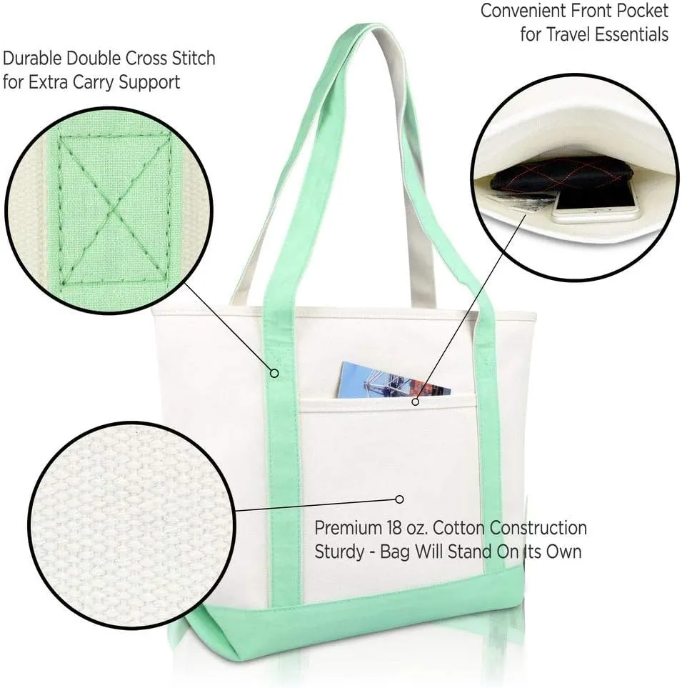 DALIX 20" K-Initial Tote Bag Monogrammed Cotton Canvas in Mint Green