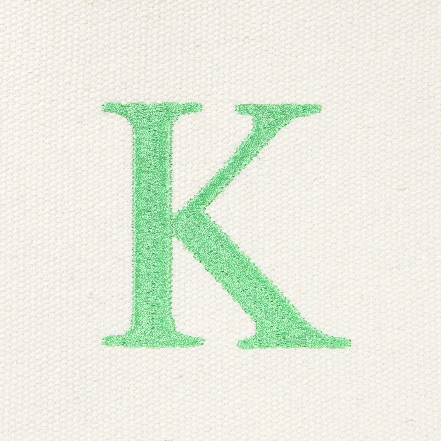 DALIX 20" K-Initial Tote Bag Monogrammed Cotton Canvas in Mint Green