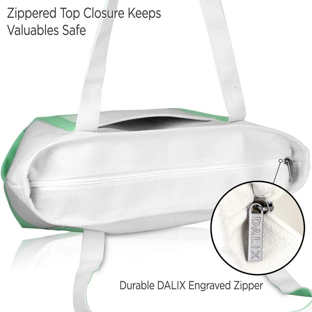 DALIX 20" K-Initial Tote Bag Monogrammed Cotton Canvas in Mint Green