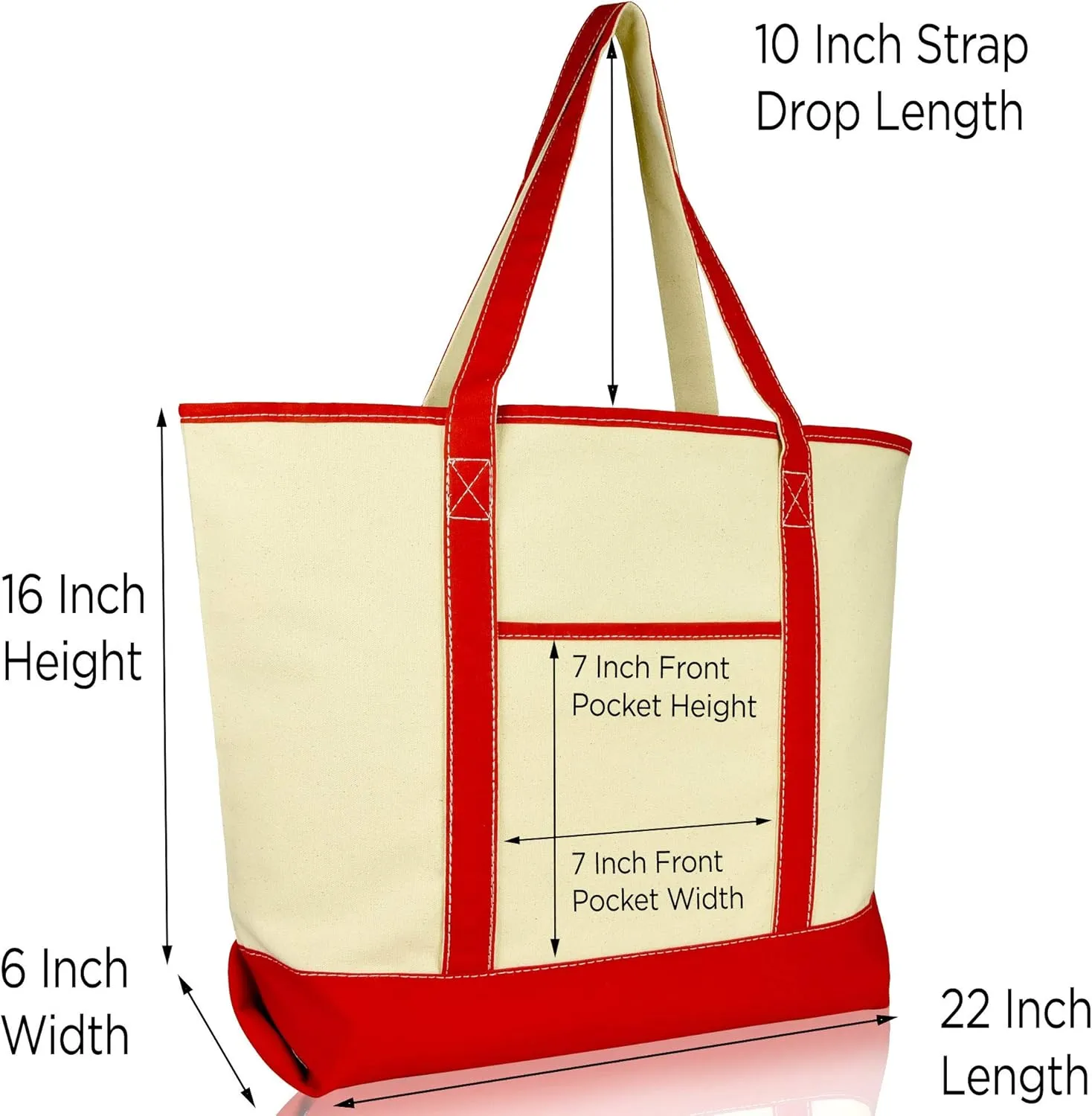 DALIX Apple Tote Bag Reusable Grocery Natural Canvas Fruits in Red