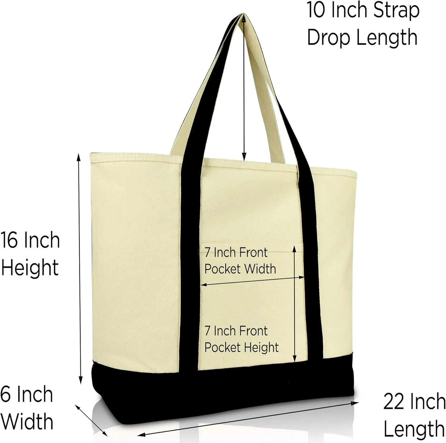 DALIX Initial Tote Bag Personalized Monogram Black Zippered Top Letter - H