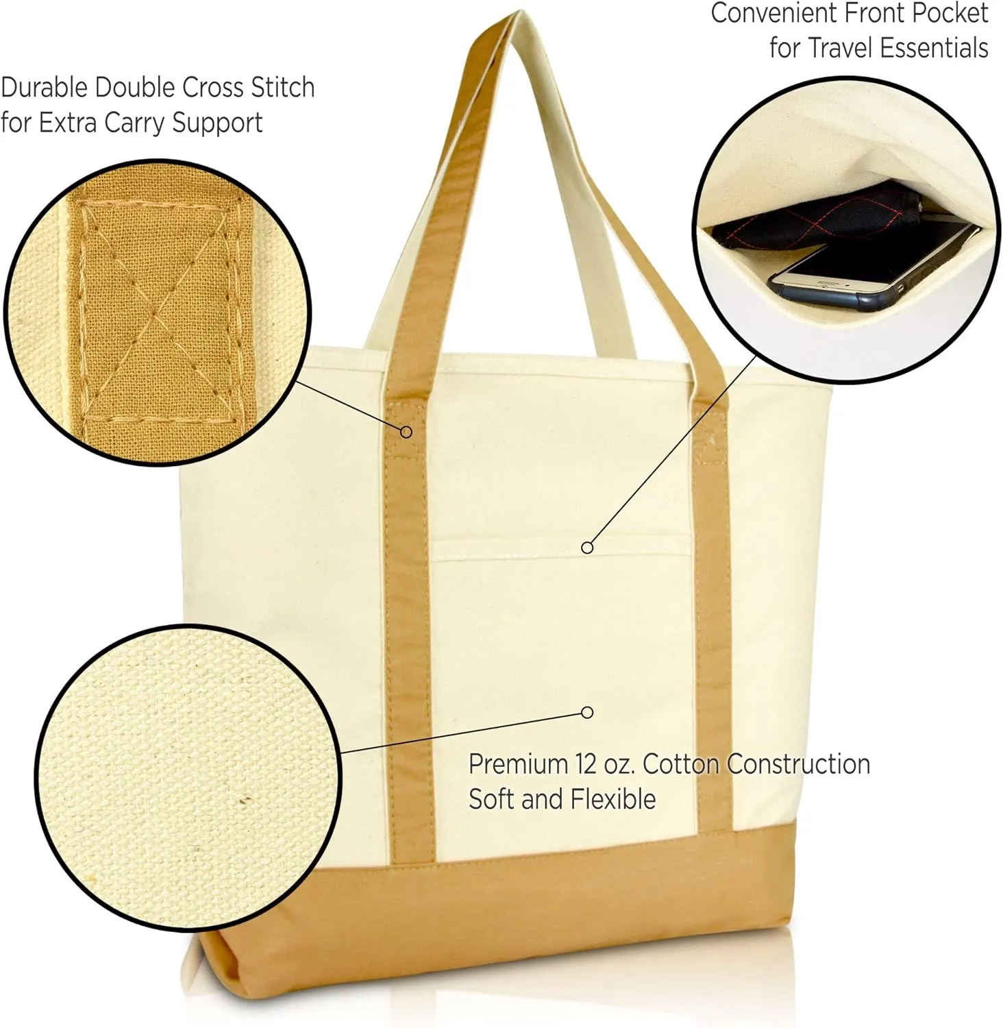 DALIX Initial Tote Bag Personalized Monogram Brown Zippered Top Bold Letter - B