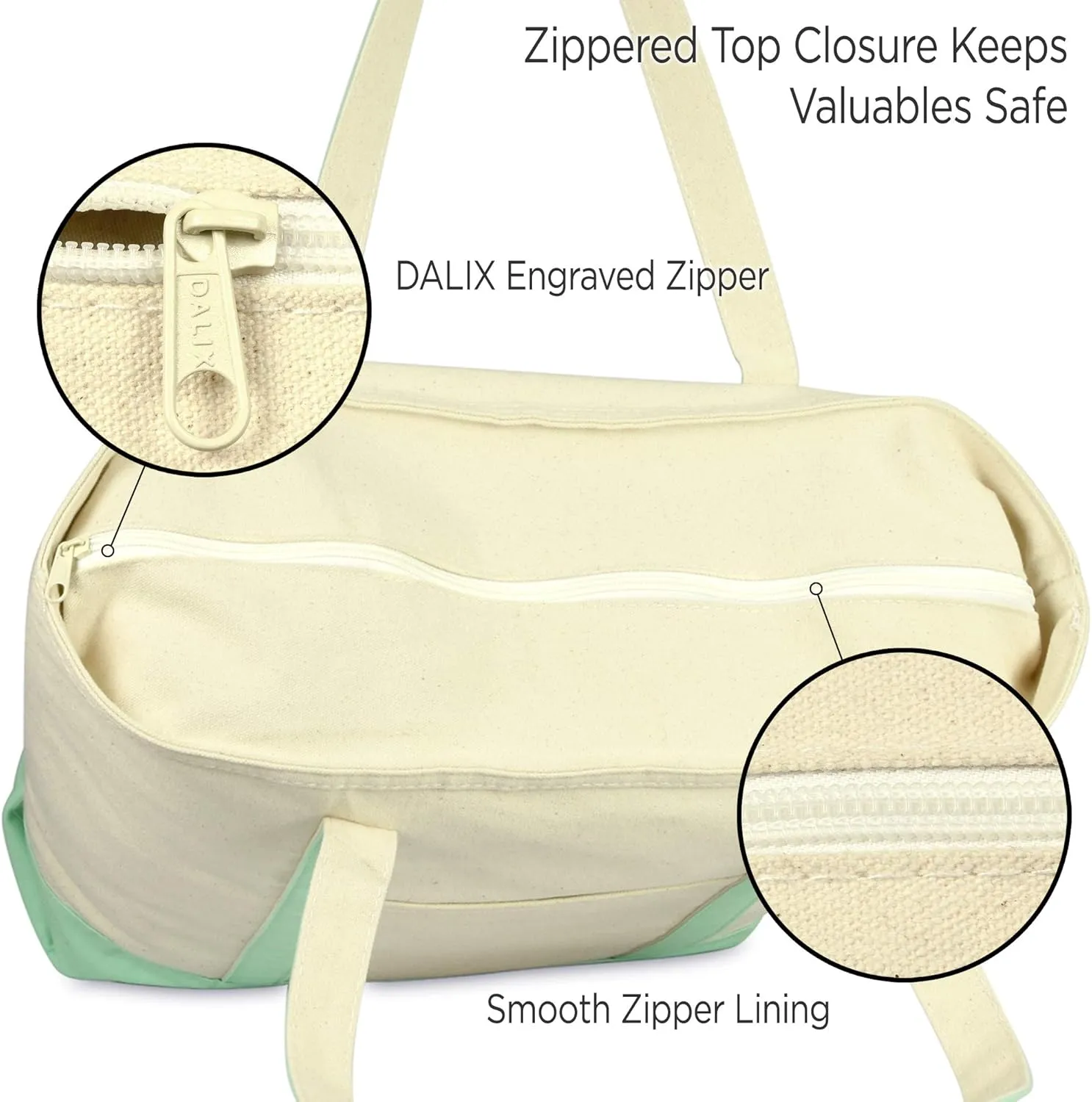 DALIX Initial Tote Bag Personalized Monogram Mint Green Zippered Top Letter - B
