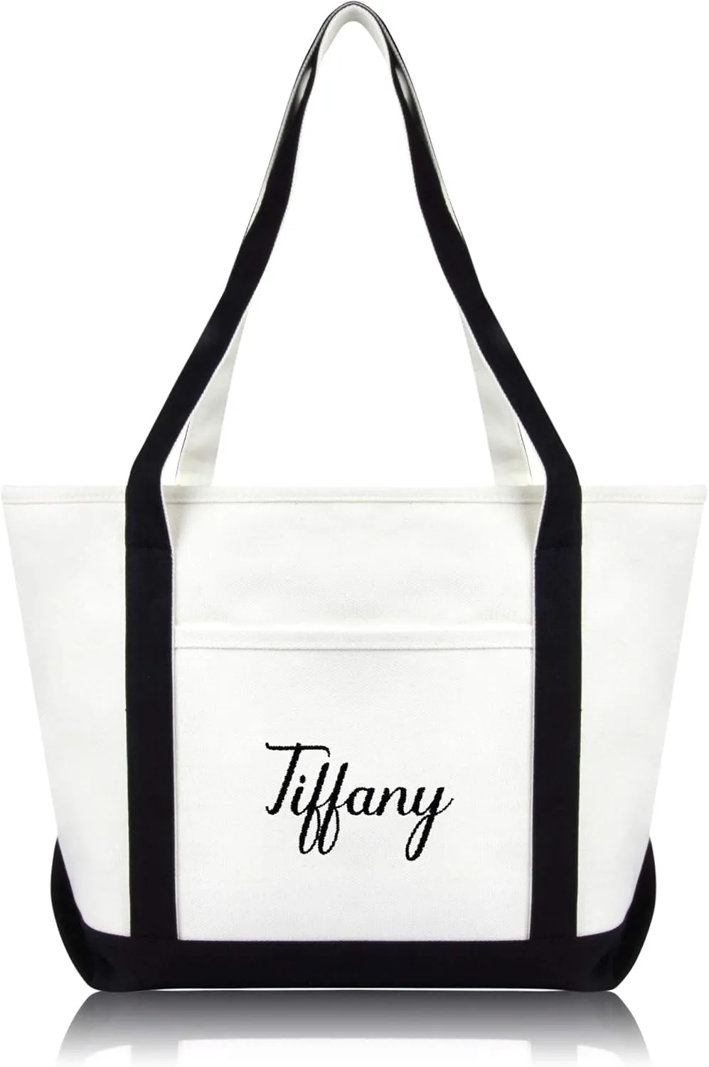 DALIX Womens Custom Names Monogrammed Premium Embroidered Tote Bag