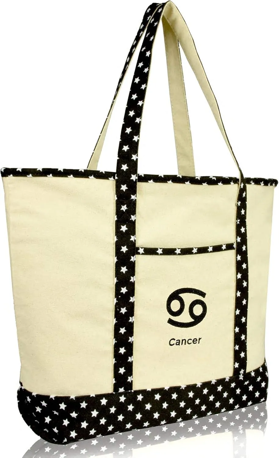 DALIX Zodiac Sign Shopping Tote Bag Black Star Horoscope Gifts - Cancer