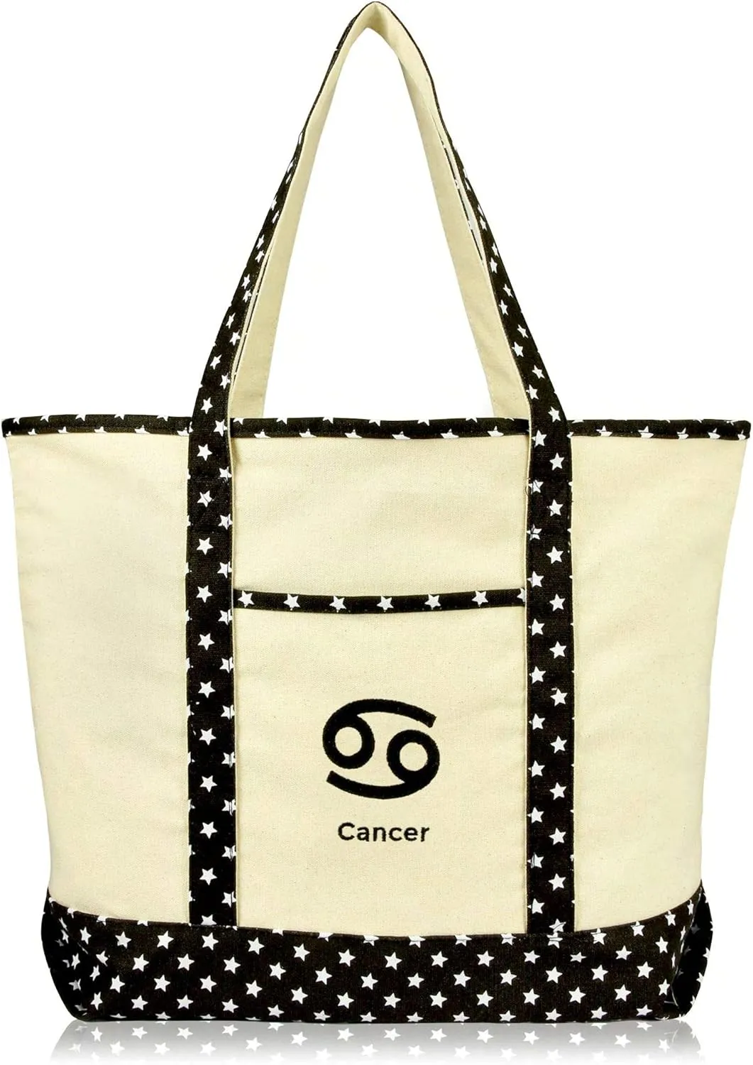 DALIX Zodiac Sign Shopping Tote Bag Black Star Horoscope Gifts - Cancer