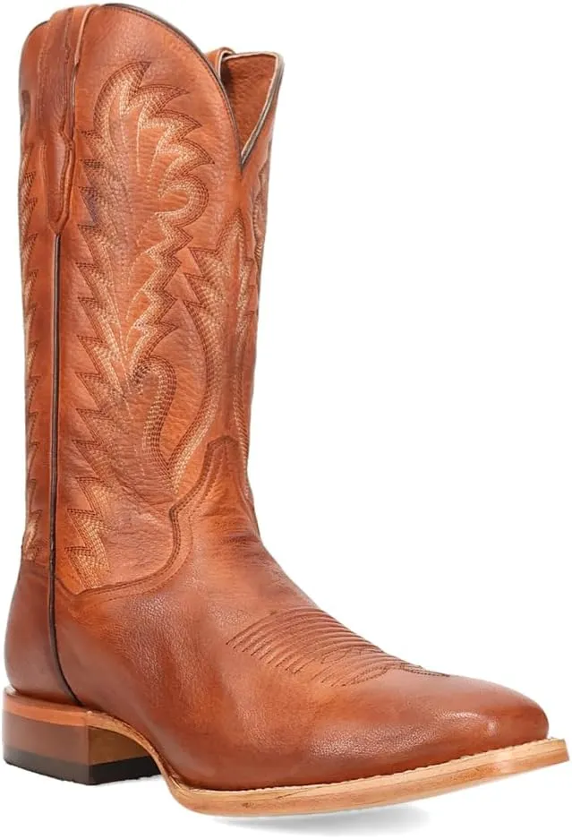 Dan Post Boots Mens Jerry Embroidered Square Toe Pull On Casual Boots Mid Calf - Brown
