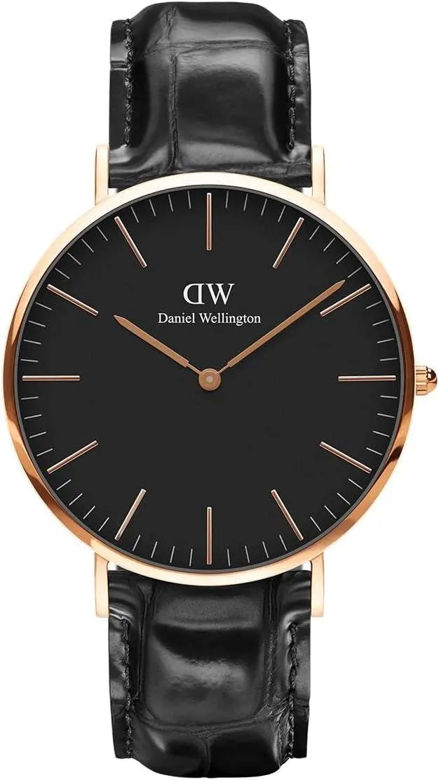 Daniel Wellington Classic Reading Watch, Italian Black Leather Band