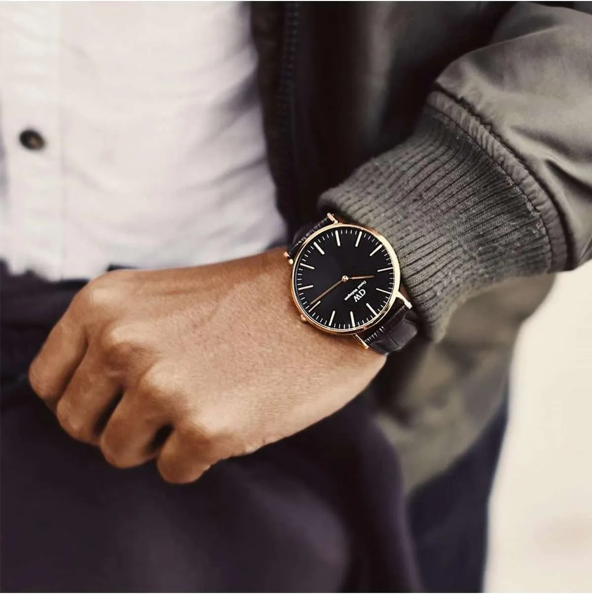 Daniel Wellington Classic Reading Watch, Italian Black Leather Band