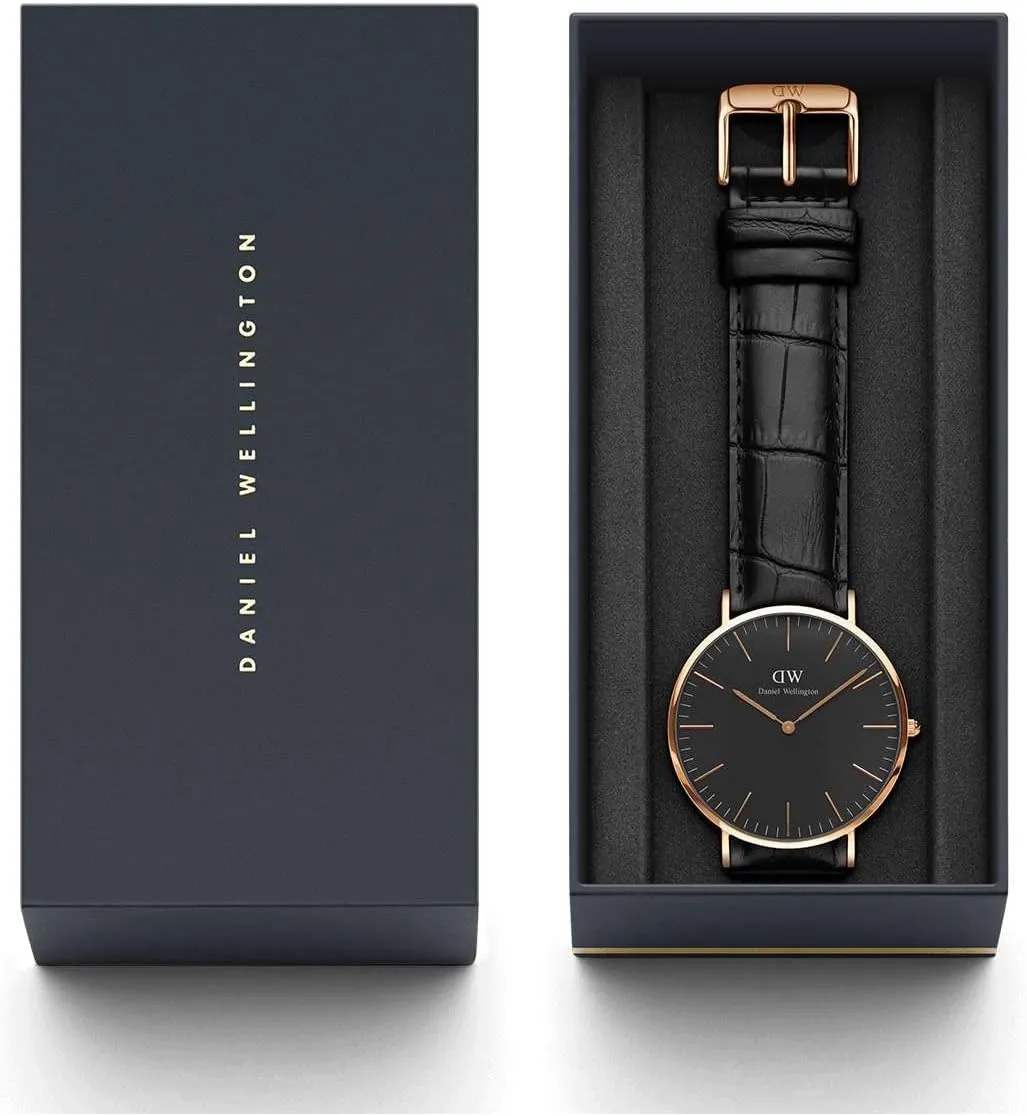 Daniel Wellington Classic Reading Watch, Italian Black Leather Band