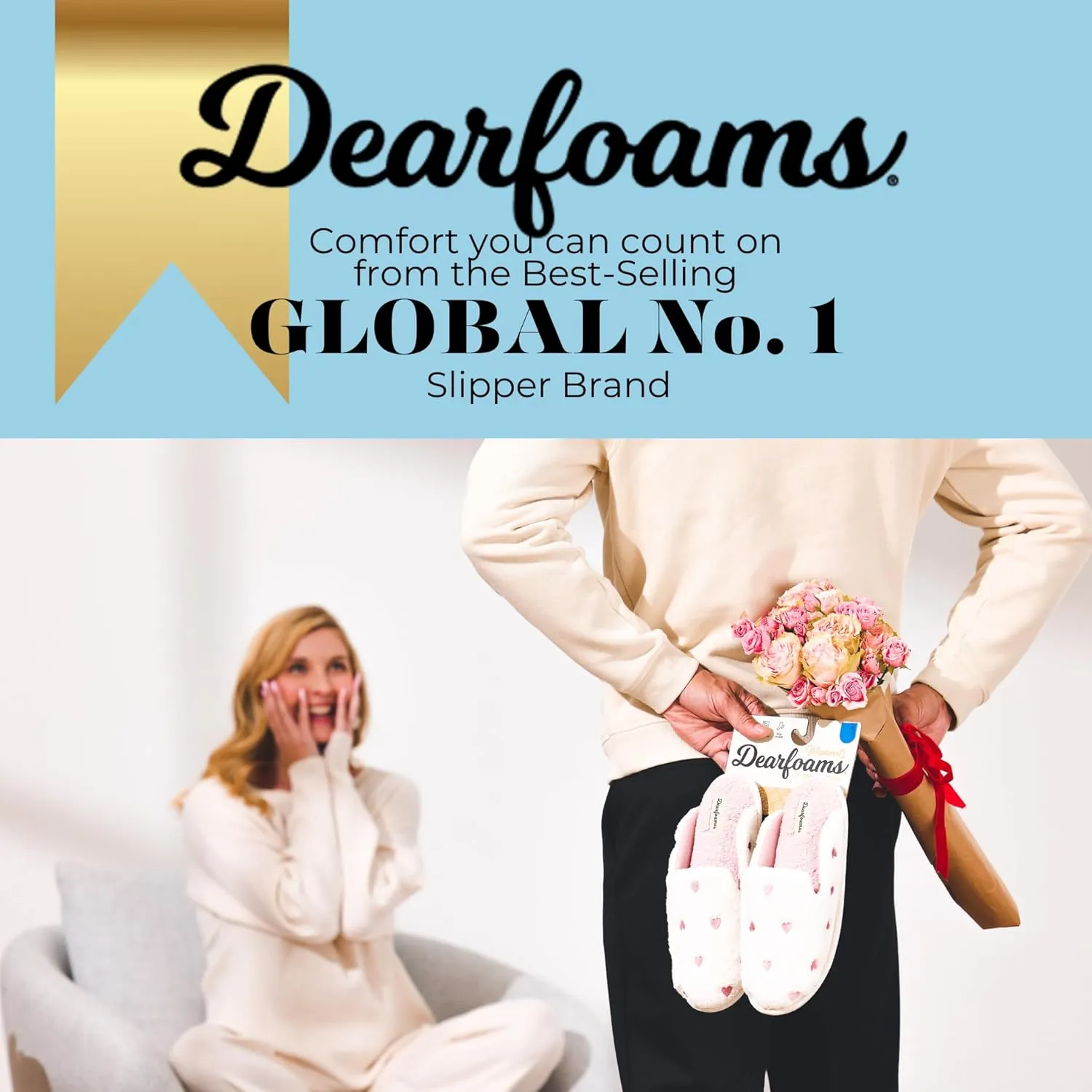 Dearfoams Women's Fuzzy Mom Easter Valentines Mother’s Day Slippers