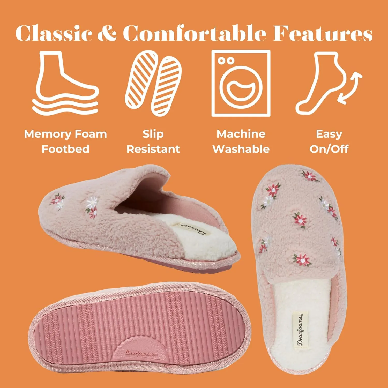 Dearfoams Women's Fuzzy Mom Easter Valentines Mother’s Day Slippers