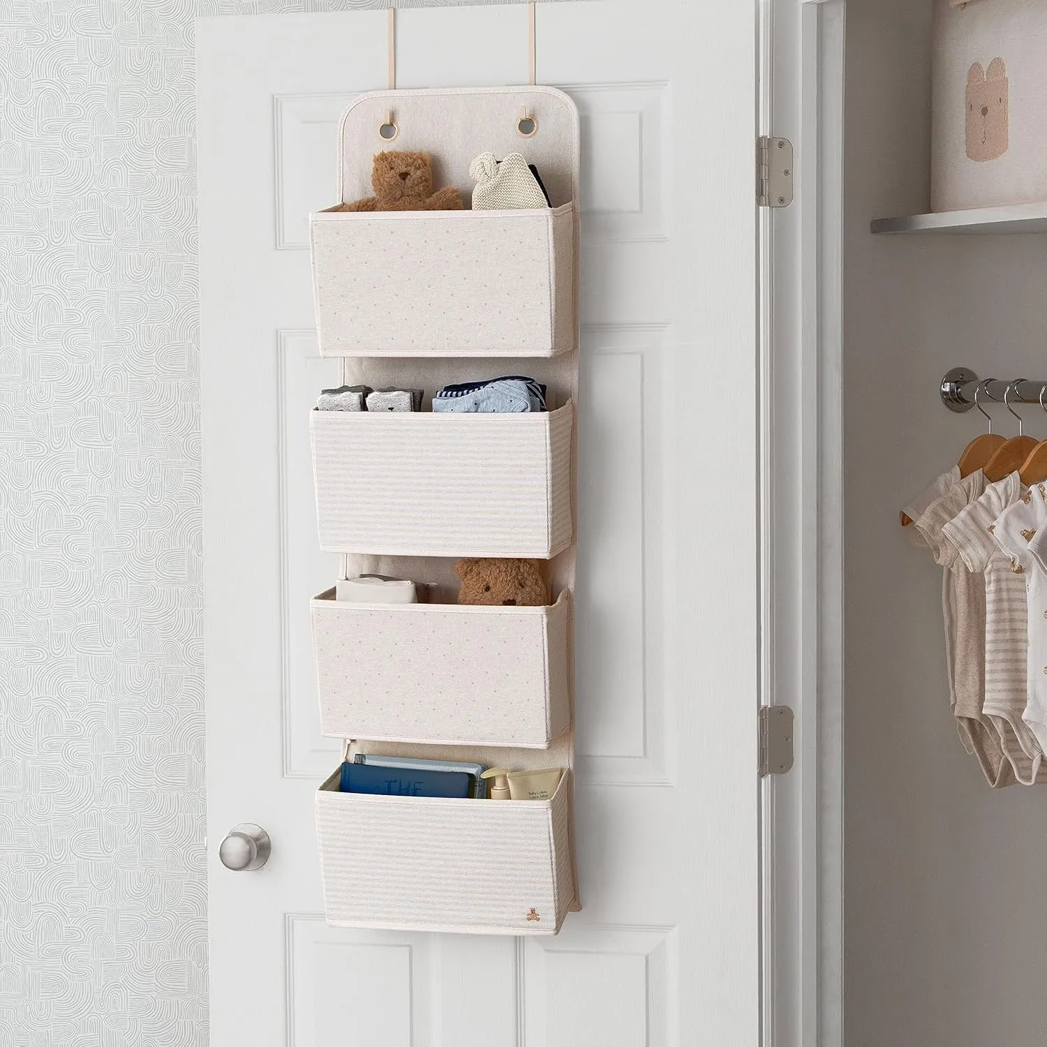 Delta Children GAP babyGap 2-Pack Over the Door Storage Organizer with 4 Pockets, Tan