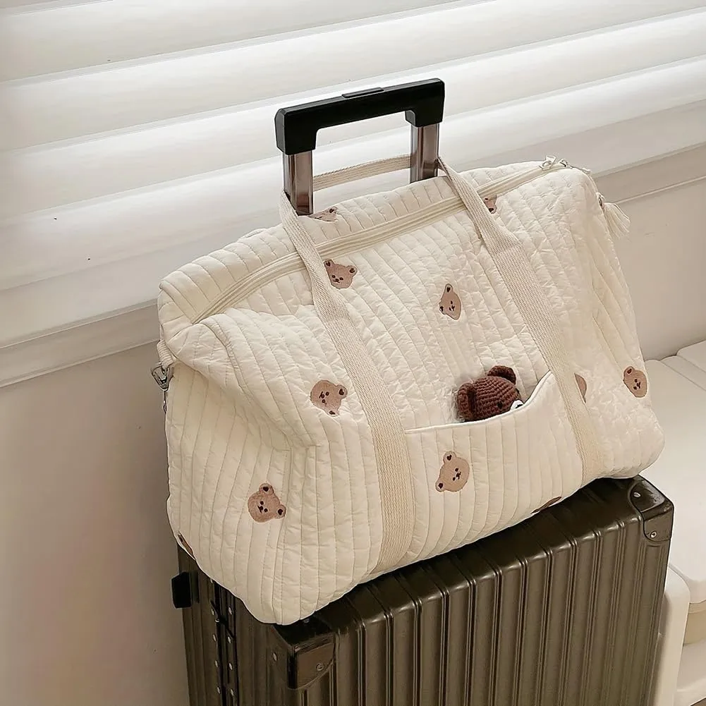 Diaper Bag Embroidered Nappy Organizer Cute Cartoon Messenger Bag Mom Bag Storage Bag Luggage Tote Bag for Travel