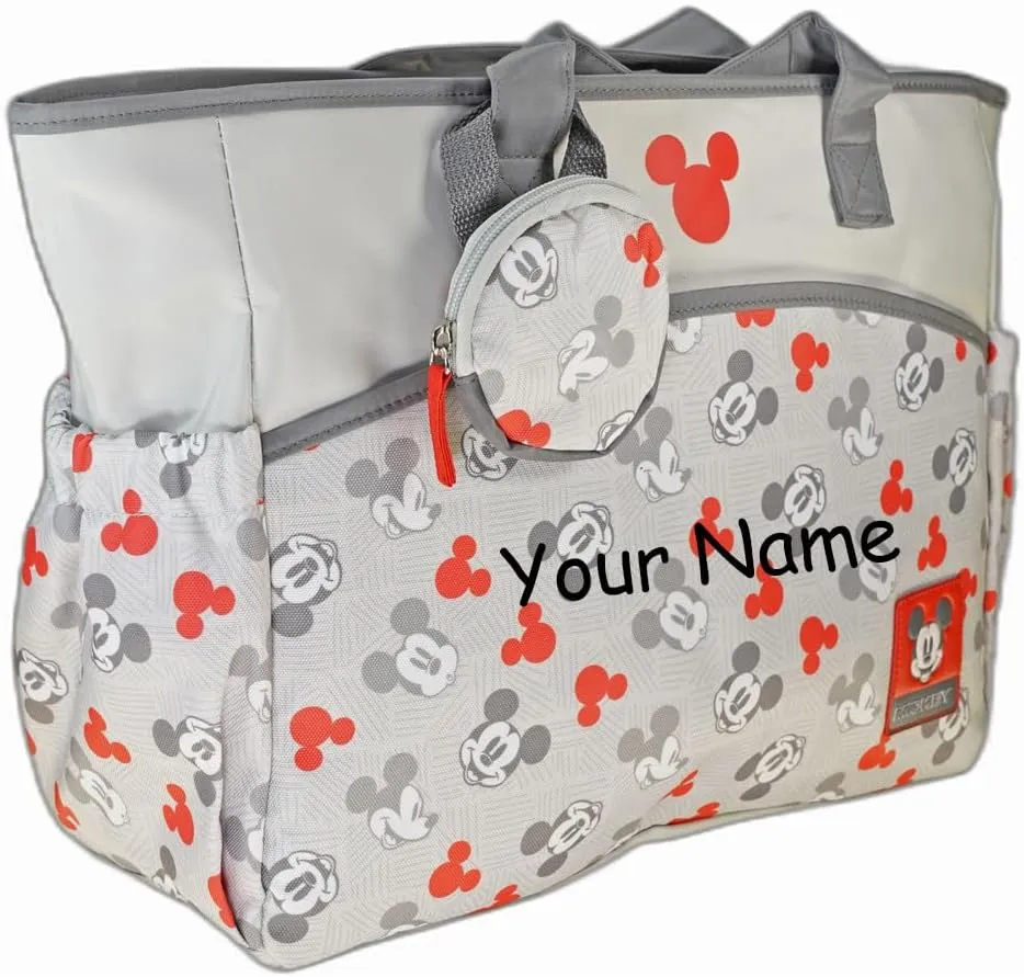 Diaper Bag - Personalized Mickey Mouse - Officially Licensed - Mouse Ears Multi Pocket Diaper Bag Baby Gift Set