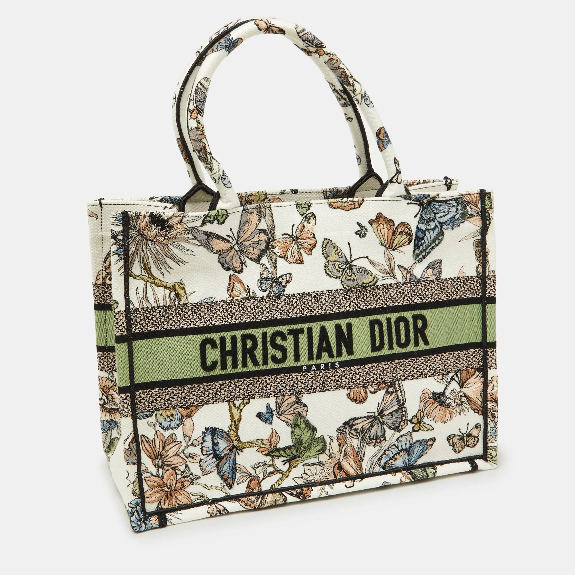 DIOR Multicolor Butterfly Embroidered Canvas Medium Book Tote