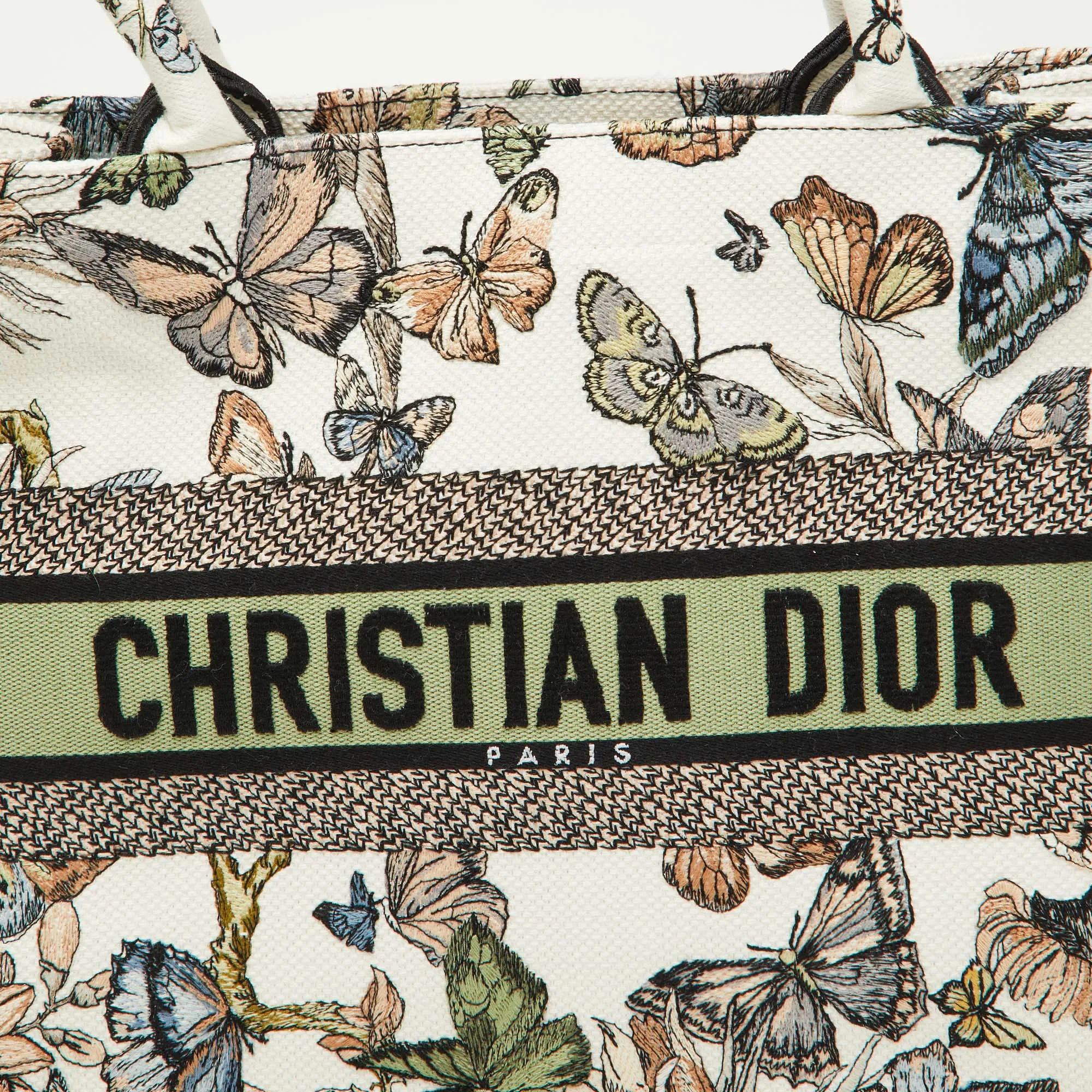 DIOR Multicolor Butterfly Embroidered Canvas Medium Book Tote