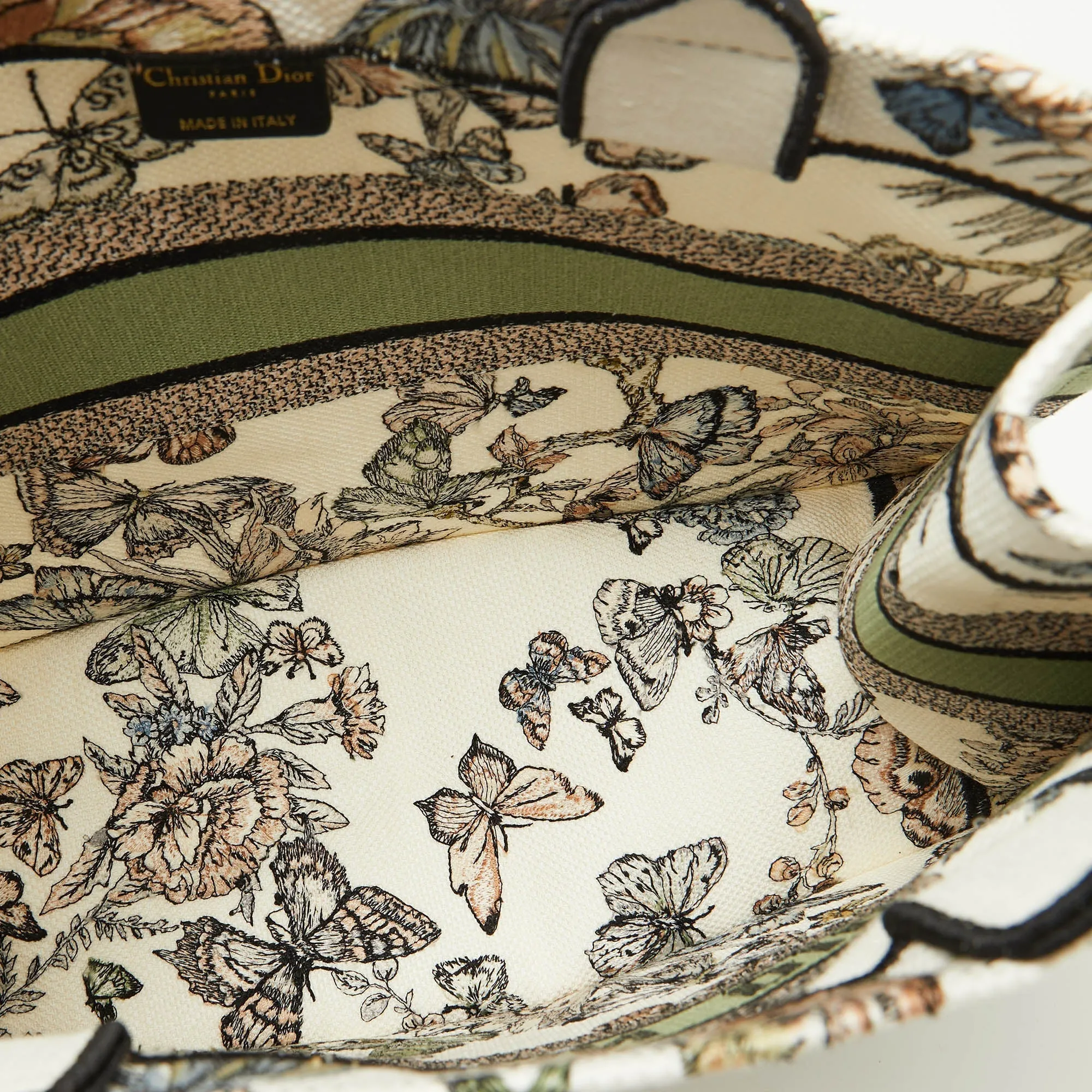 DIOR Multicolor Butterfly Embroidered Canvas Medium Book Tote