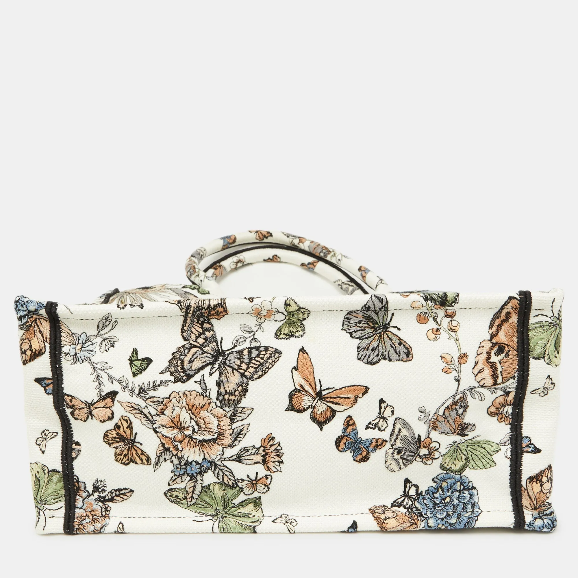 DIOR Multicolor Butterfly Embroidered Canvas Medium Book Tote