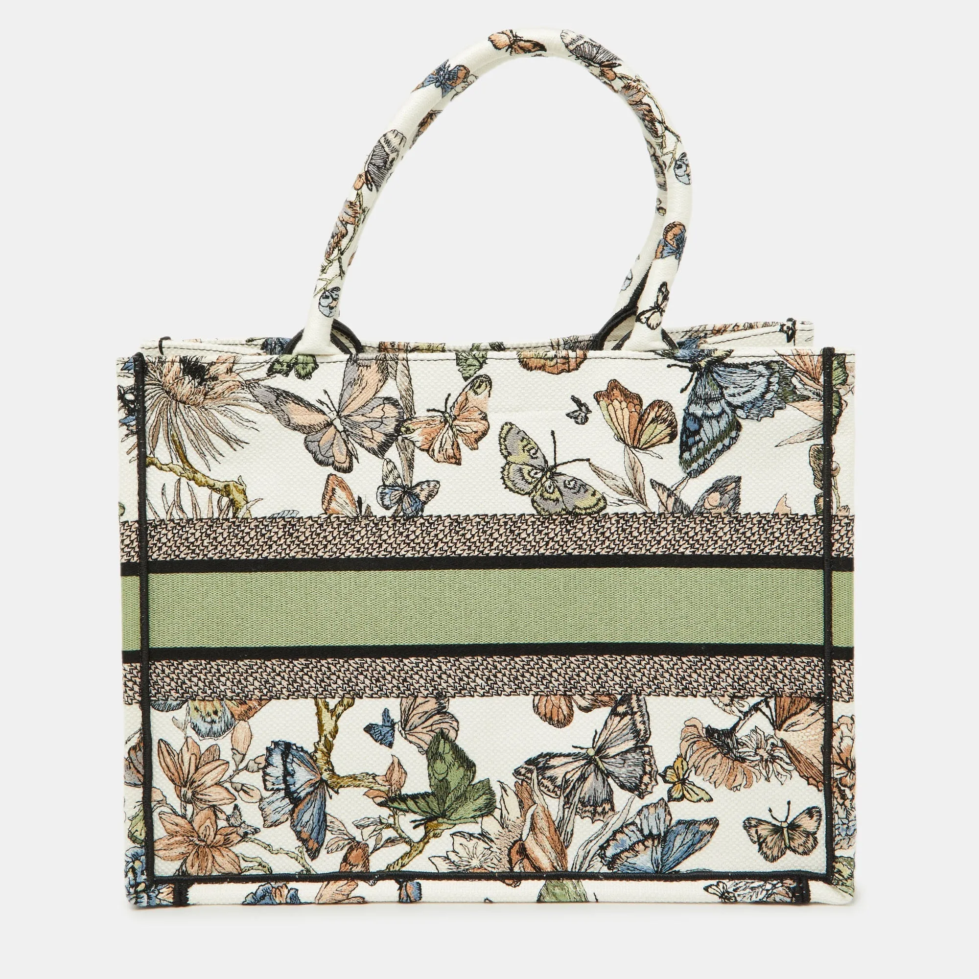 DIOR Multicolor Butterfly Embroidered Canvas Medium Book Tote