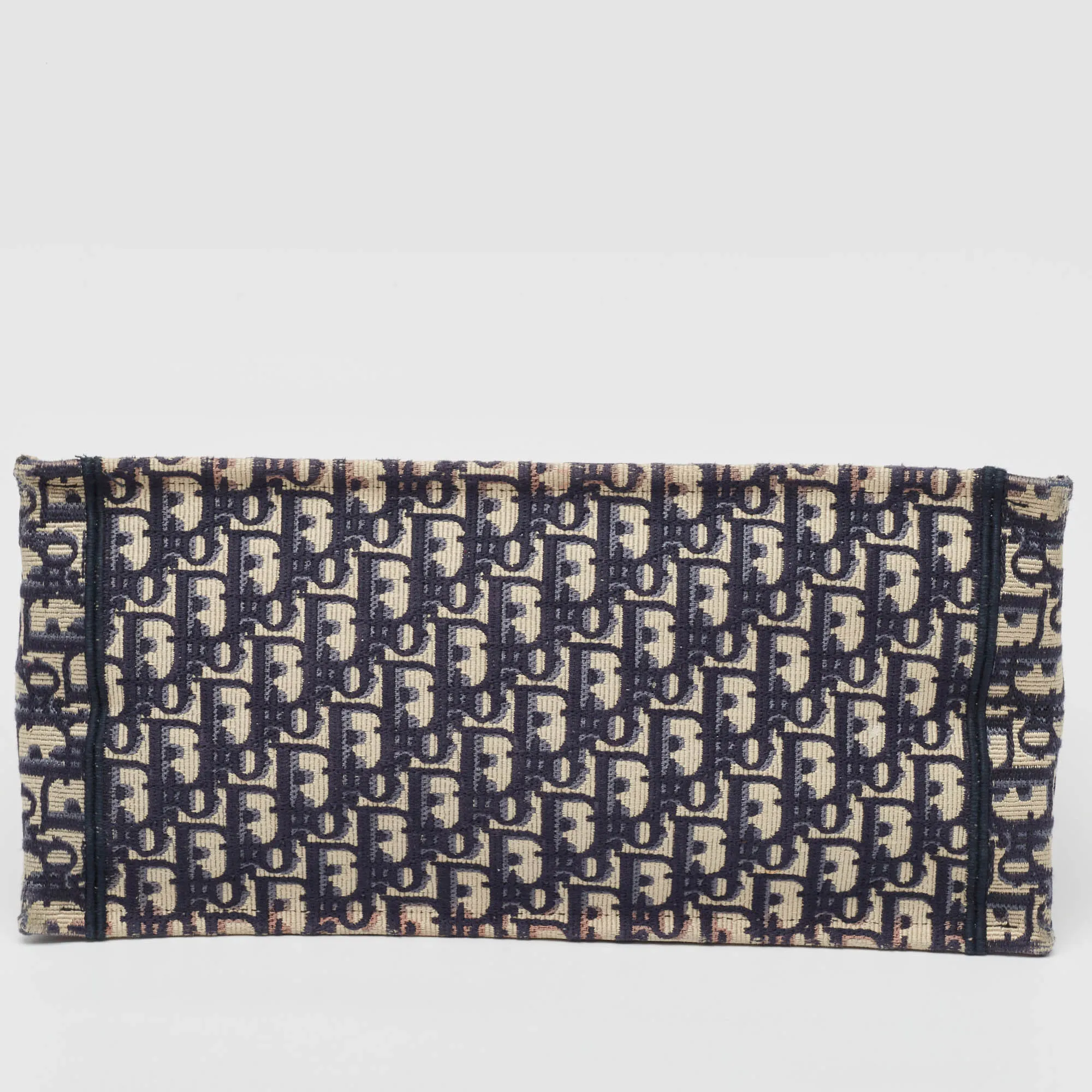 DIOR Navy Blue Oblique Embroidered Canvas Medium Book Tote