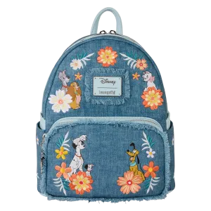 Disney - Dogs & Cats Faux Denim Fringe Mini Backpack