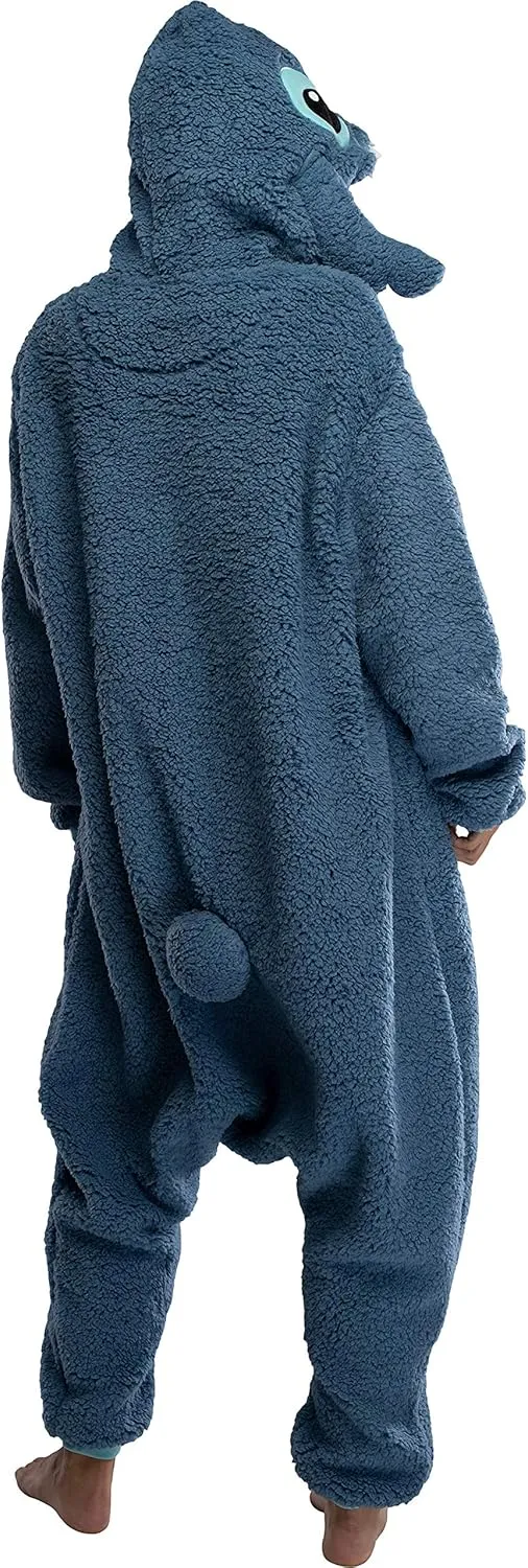Disney Lilo & Stitch Adult Stitch Kigurumi Cosplay Costume Sherpa Union Suit Pajama Outfit