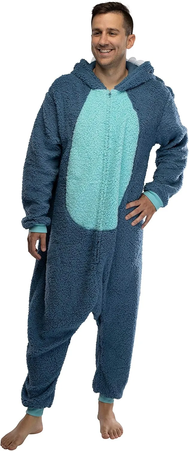 Disney Lilo & Stitch Adult Stitch Kigurumi Cosplay Costume Sherpa Union Suit Pajama Outfit
