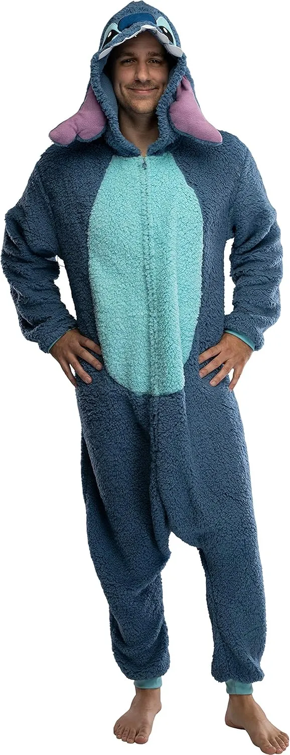 Disney Lilo & Stitch Adult Stitch Kigurumi Cosplay Costume Sherpa Union Suit Pajama Outfit
