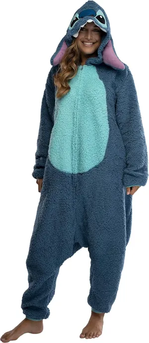 Disney Lilo & Stitch Adult Stitch Kigurumi Cosplay Costume Sherpa Union Suit Pajama Outfit