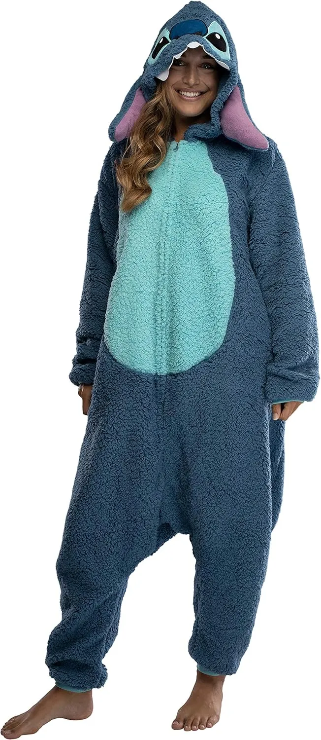 Disney Lilo & Stitch Adult Stitch Kigurumi Cosplay Costume Sherpa Union Suit Pajama Outfit