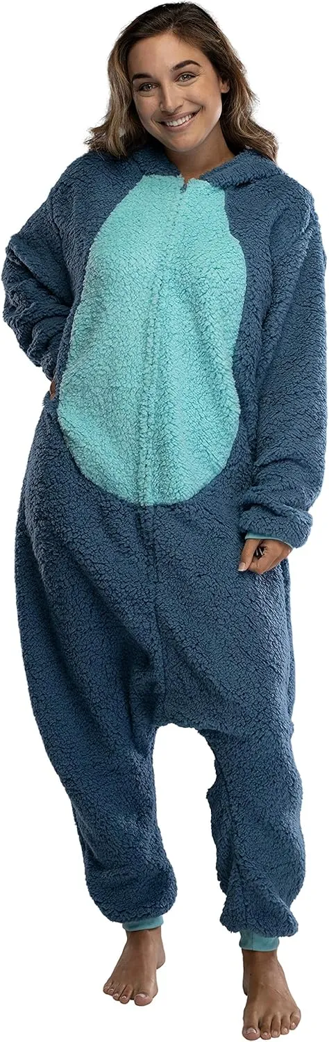 Disney Lilo & Stitch Adult Stitch Kigurumi Cosplay Costume Sherpa Union Suit Pajama Outfit