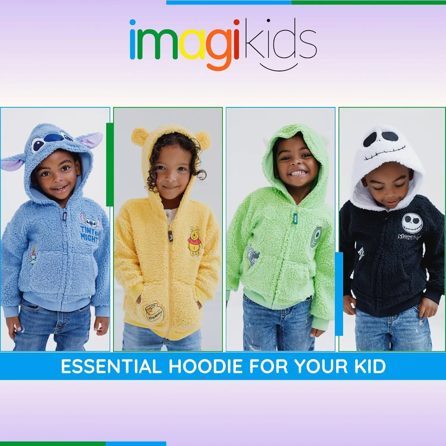 Disney Winnie the Pooh Mickey Mouse Nightmare Before Christmas Lilo & Stitch Monsters Inc. Zip Up Hoodie Newborn to Big Kid