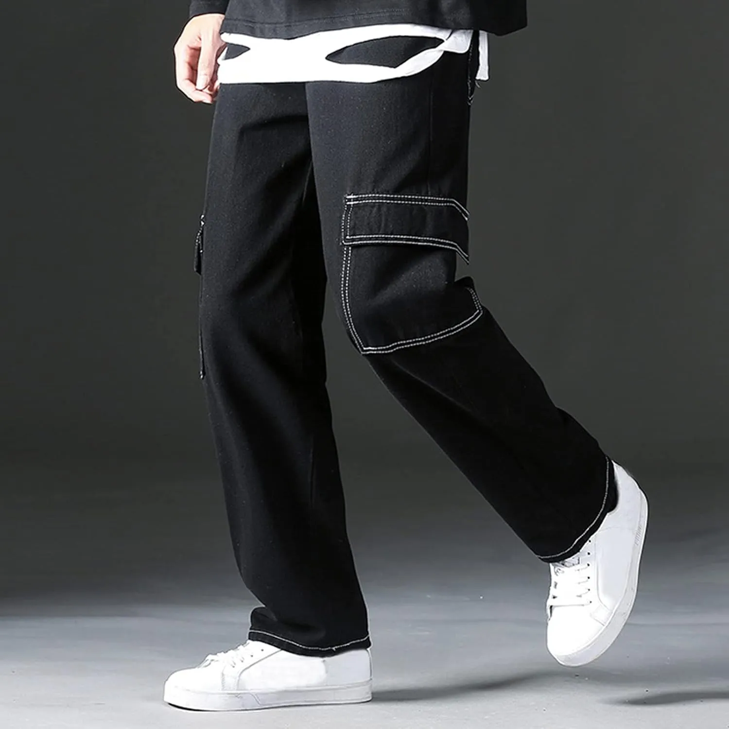 DIYAGO Baggy Jeans Mens Straight Wide Leg Casual Teen Vintage Streetwear Hip Hop Trendy Denim Pant Designer Long Trouser