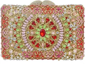 DJBM Sparkly Rhinestone Evening Clutch Bag Shining Graceful Crystal Chain Wedding Purse for Women