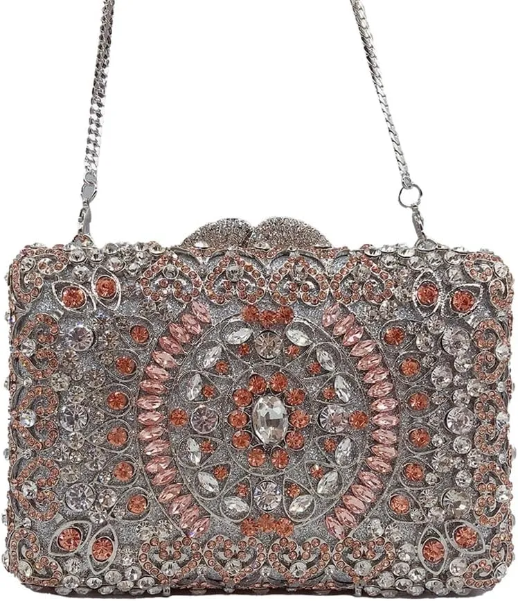 DJBM Sparkly Rhinestone Evening Clutch Bag Shining Graceful Crystal Chain Wedding Purse for Women