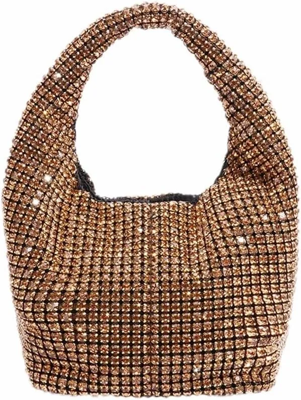 DJBM Women Full Diamonds Bucket Handbag Rhinestone Clutch Purse Evening Clutch for Women Party Prom Cocktail Wedding