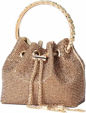 DJBM Women Full Diamonds Bucket Handbag Rhinestone Clutch Purse Evening Clutch for Women Party Prom Cocktail Wedding