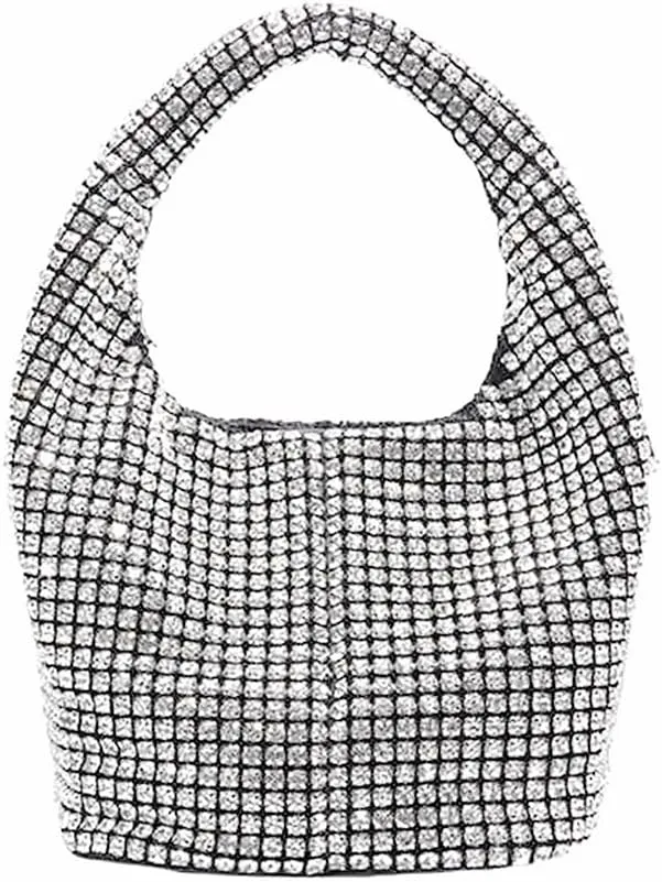 DJBM Women Full Diamonds Bucket Handbag Rhinestone Clutch Purse Evening Clutch for Women Party Prom Cocktail Wedding