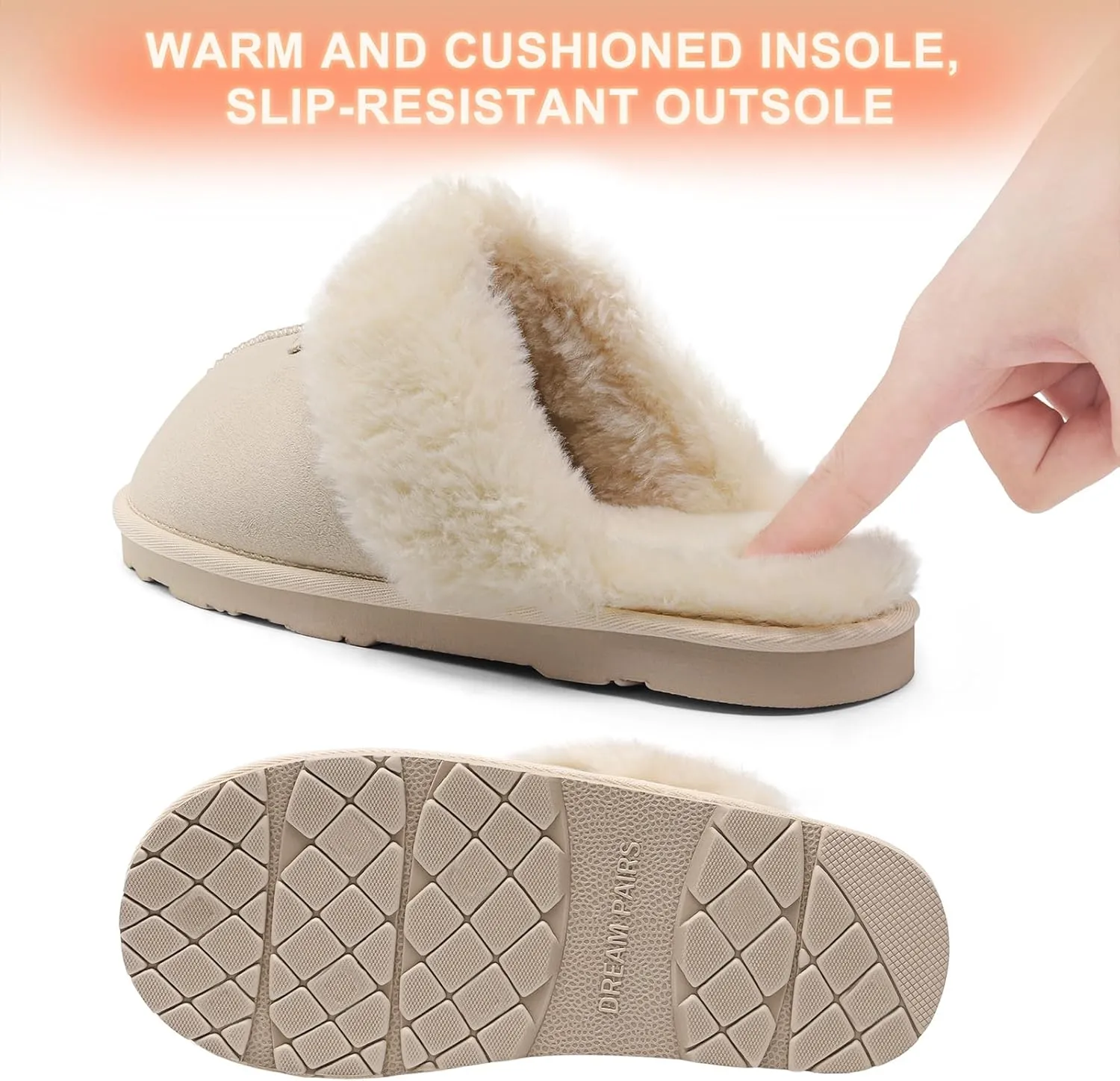 DREAM PAIRS Women's House Slippers Indoor Fuzzy Fluffy Furry Cozy Home Bedroom Comfy Winter Cute Warm Outdoor Shoes FuzzyEasy