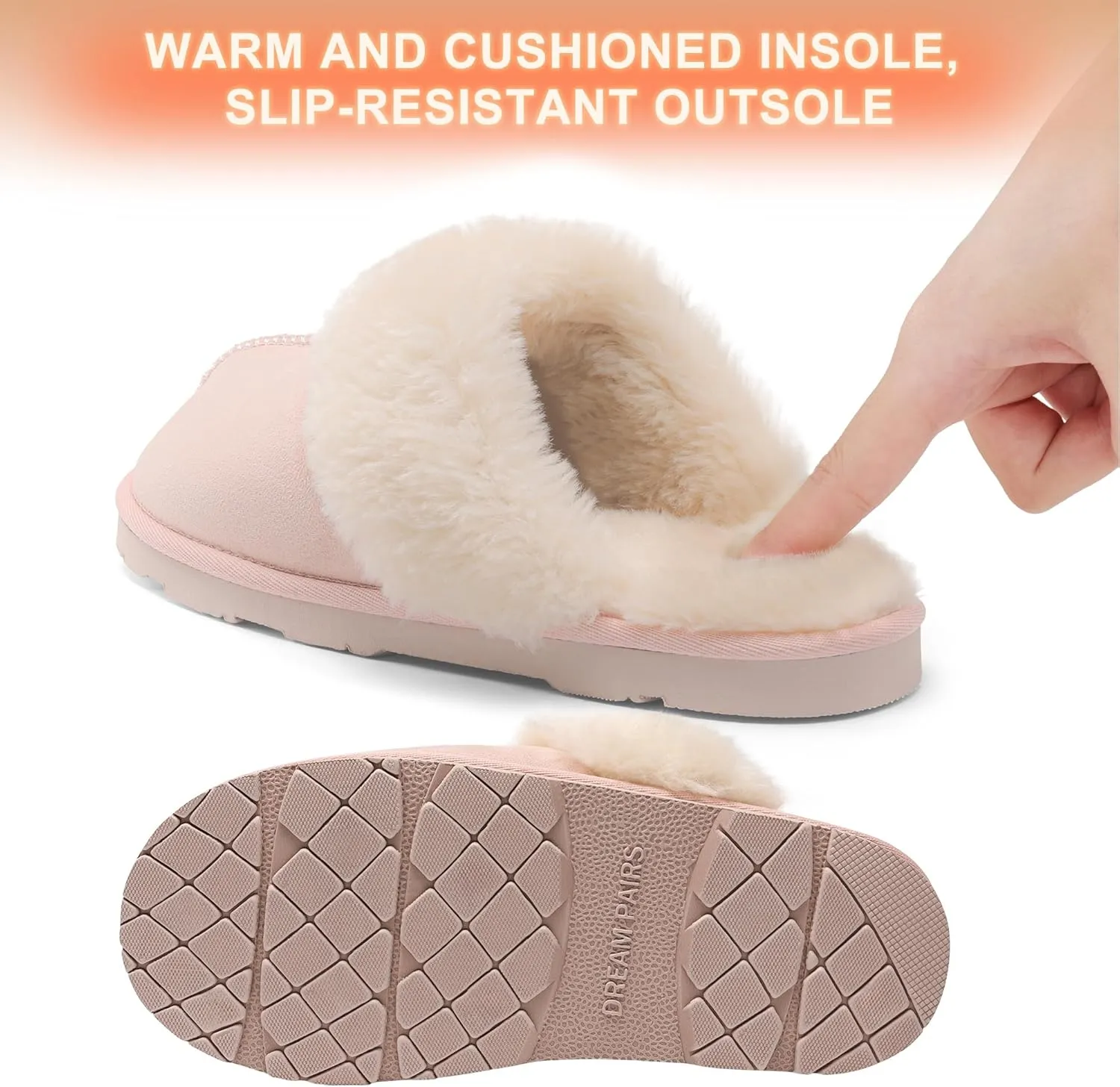 DREAM PAIRS Women's House Slippers Indoor Fuzzy Fluffy Furry Cozy Home Bedroom Comfy Winter Cute Warm Outdoor Shoes FuzzyEasy