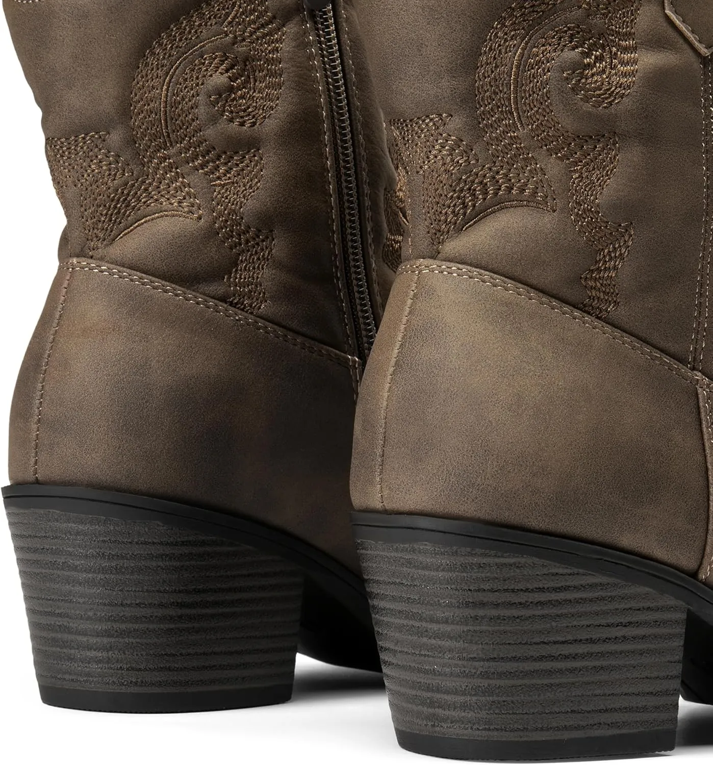 DREAM PAIRS Women's Western Cowboy Cowgirl Embroidered Ankle Boots Fashion Low chunky Heel Round Toe Fall Short Booties Shoes