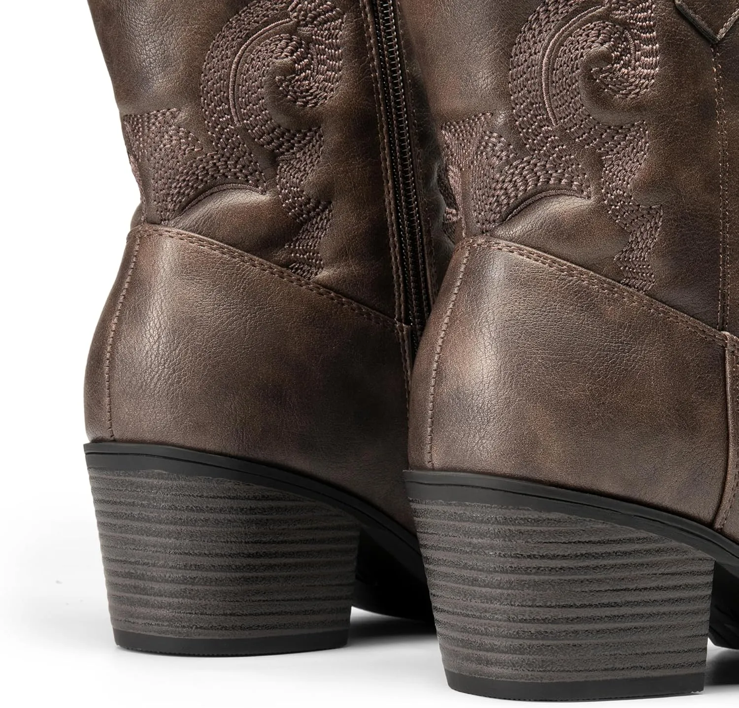 DREAM PAIRS Women's Western Cowboy Cowgirl Embroidered Ankle Boots Fashion Low chunky Heel Round Toe Fall Short Booties Shoes