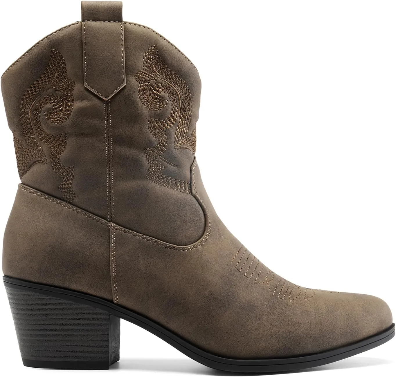 DREAM PAIRS Women's Western Cowboy Cowgirl Embroidered Ankle Boots Fashion Low chunky Heel Round Toe Fall Short Booties Shoes