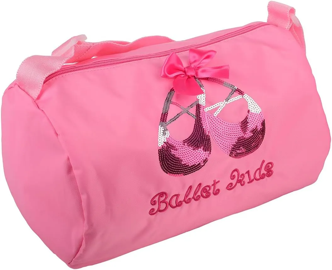 Dressy Daisy Girls' Sequined Ballerina Pattern Waterproof Ballet Dance Bag Hand Bag Shoulder Bag Duffle Bag Pink