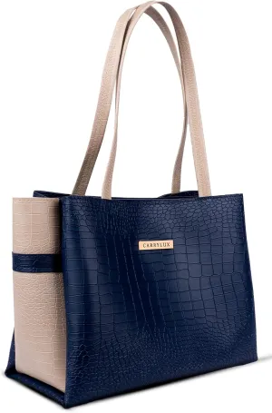 Dual Tone Large Capacity Croco Pattern Tote Handbags Purses Shoulder Bag For Womens