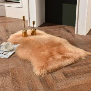 duduta Beige Sheepskin Throw Rugs 2x3 ft, Fluffy Shag Faux Fur Chair Seat Covers Washable Room Decor